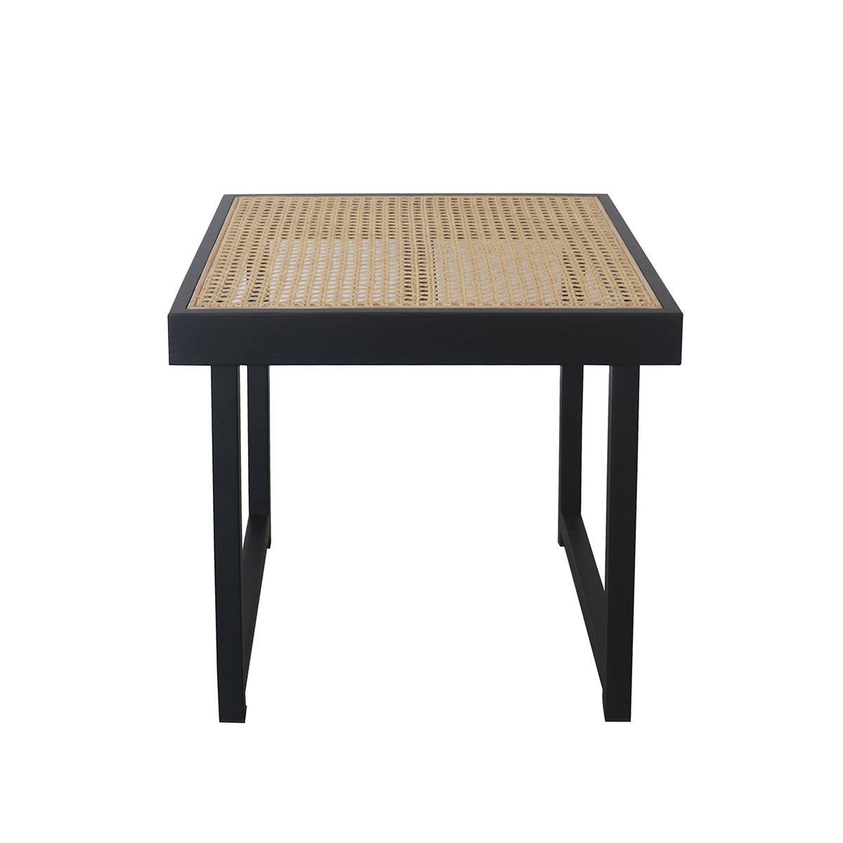 Rattan Beistelltisch Maeva - Schwarz & Naturrattan - 45×45×43cm