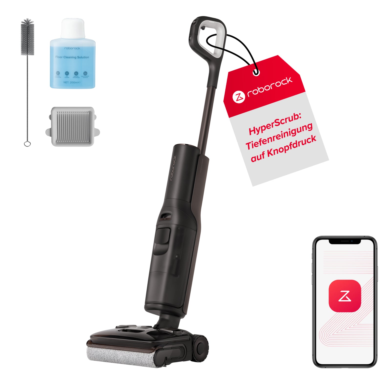Roborock F25 Pro Turbo Nass-Trocken-Staubsauger mit HyperScrub Tiefenreinigung auf Knopfdruck